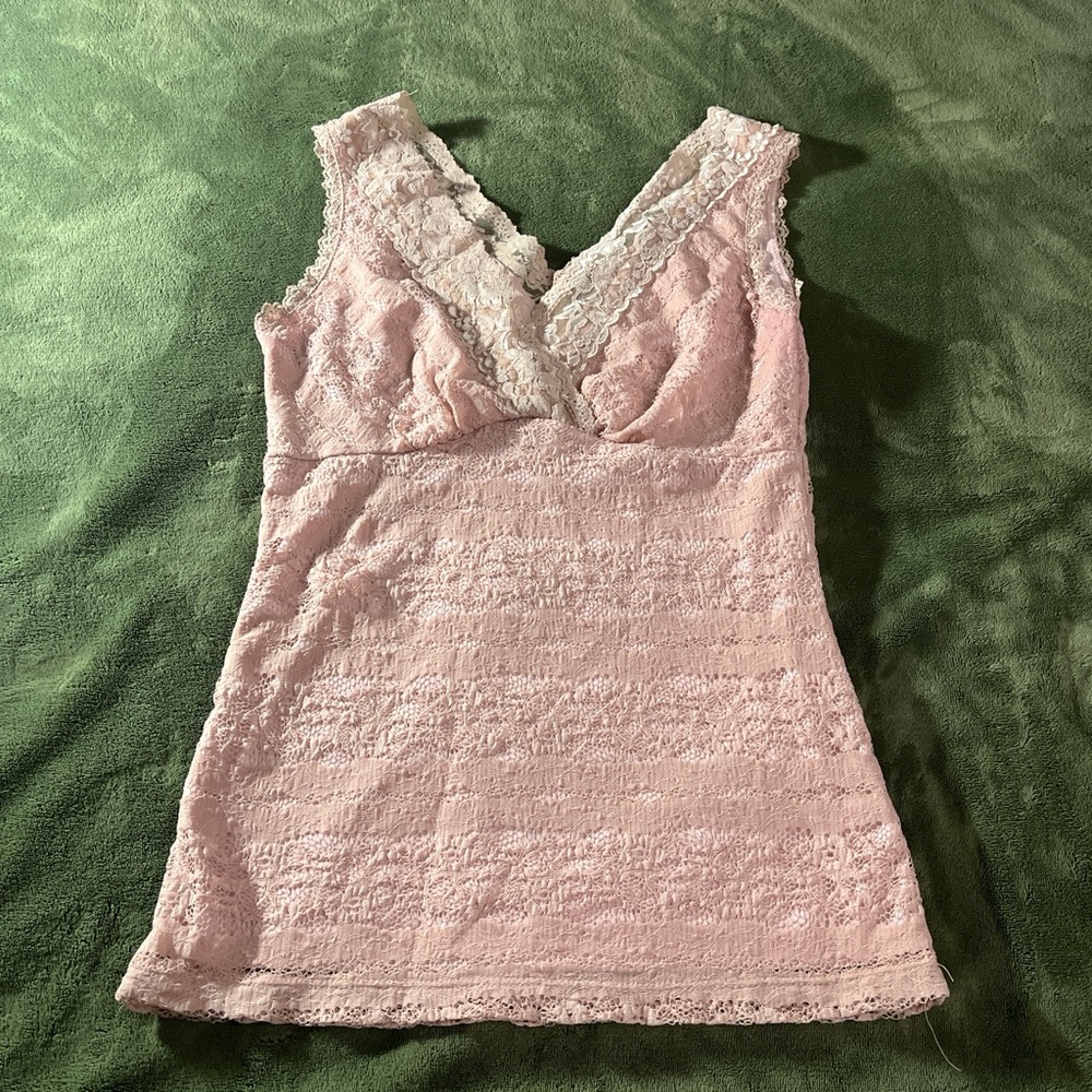Pink lace tank top
